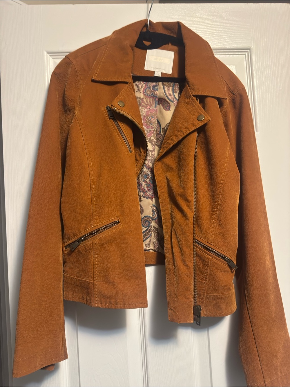 Anthropologie Rust Suede Moto Jacket